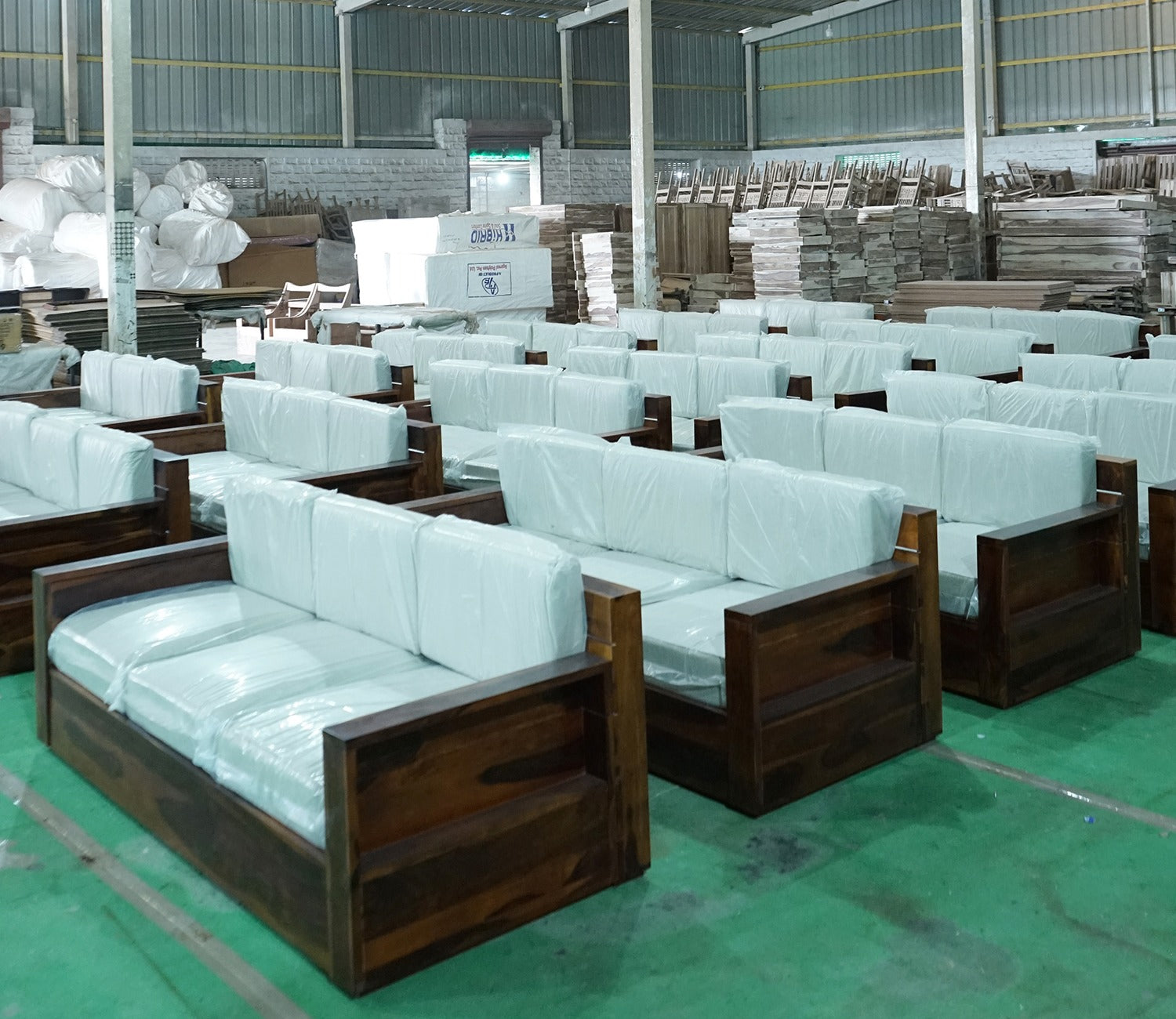 Marriott 3 Seater Wooden Sofa (Walnut Irish Cream)