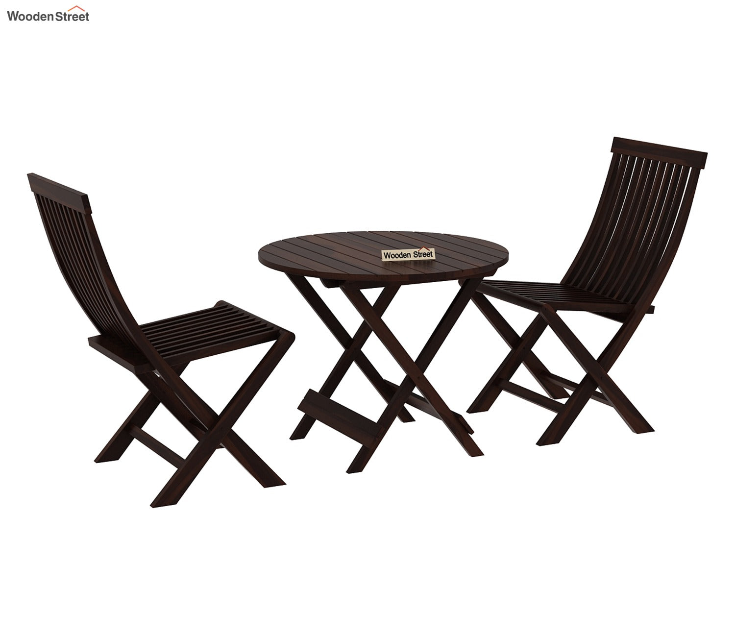 Hanton Folding Chair And Round Table (Walnut Finish)