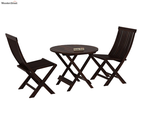 Hanton Folding Chair And Round Table (Walnut Finish)
