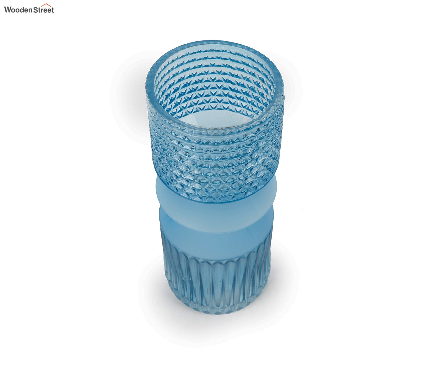 Floral Pottery Glass Vase (Blue)