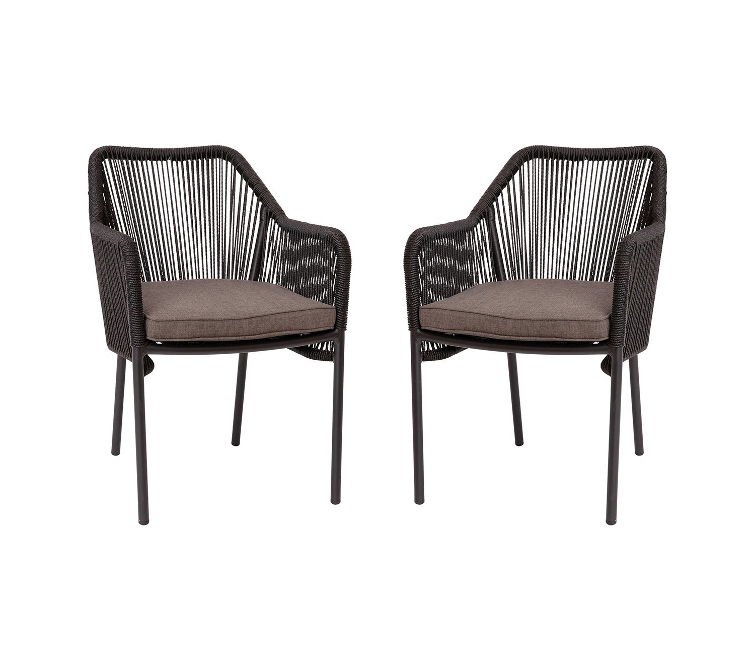 Black Rope 2 Seater Chair Set And Brown Cushions
