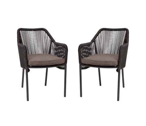 Black Rope 2 Seater Chair Set And Brown Cushions