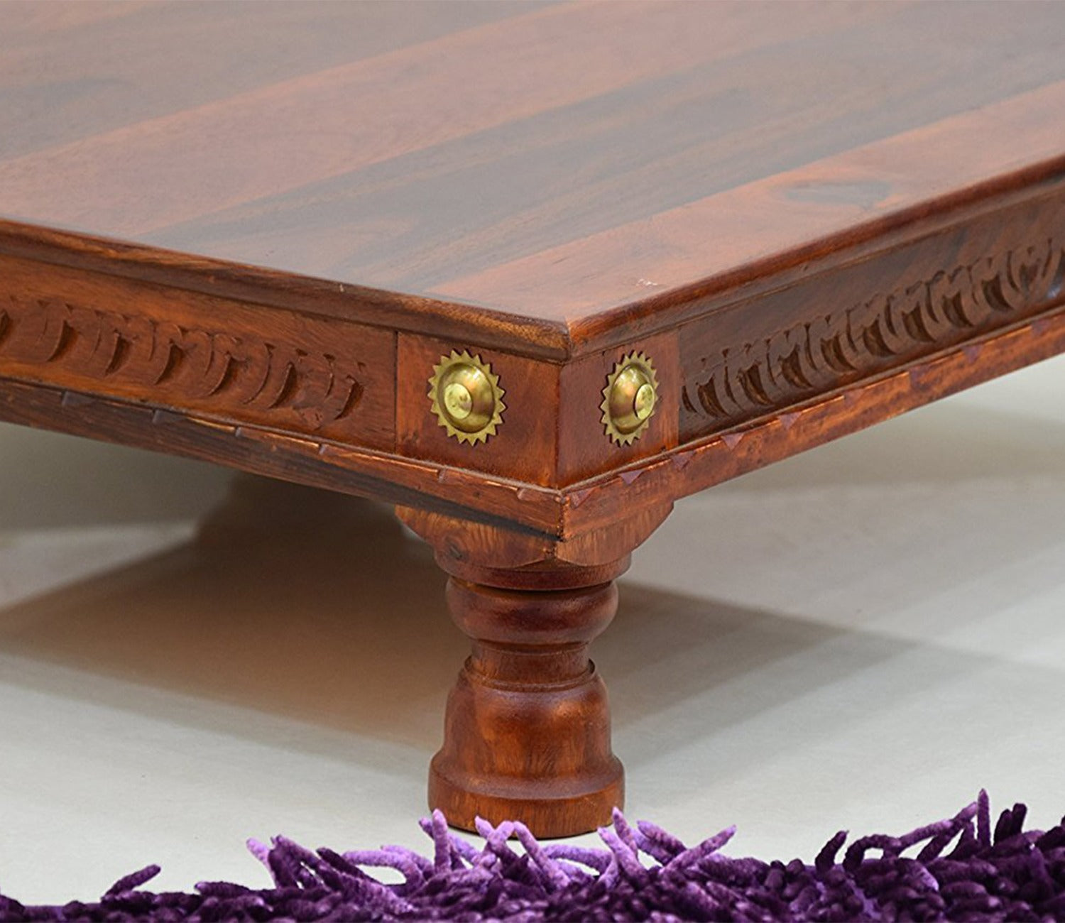 Brown And Gold Wooden Chowki
