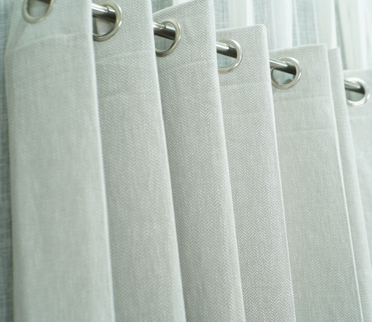 Herringbone Textured Door 1 Piece Light-Filtering Curtain (Grey, 7 Feet)