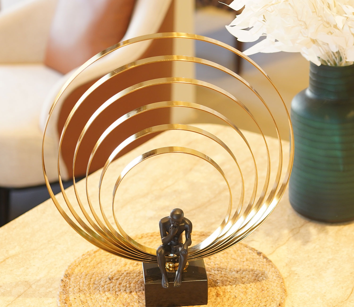 Golory Black Human Table Showpiece