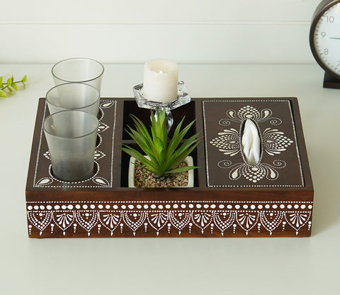 Medhini Hand Painted Solid Wood Multistorage Tray