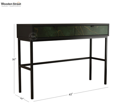 Aurean Engineered Wood Console Table With Textured Laminated MDF Drawer Front & Metal Base (Marble Green)