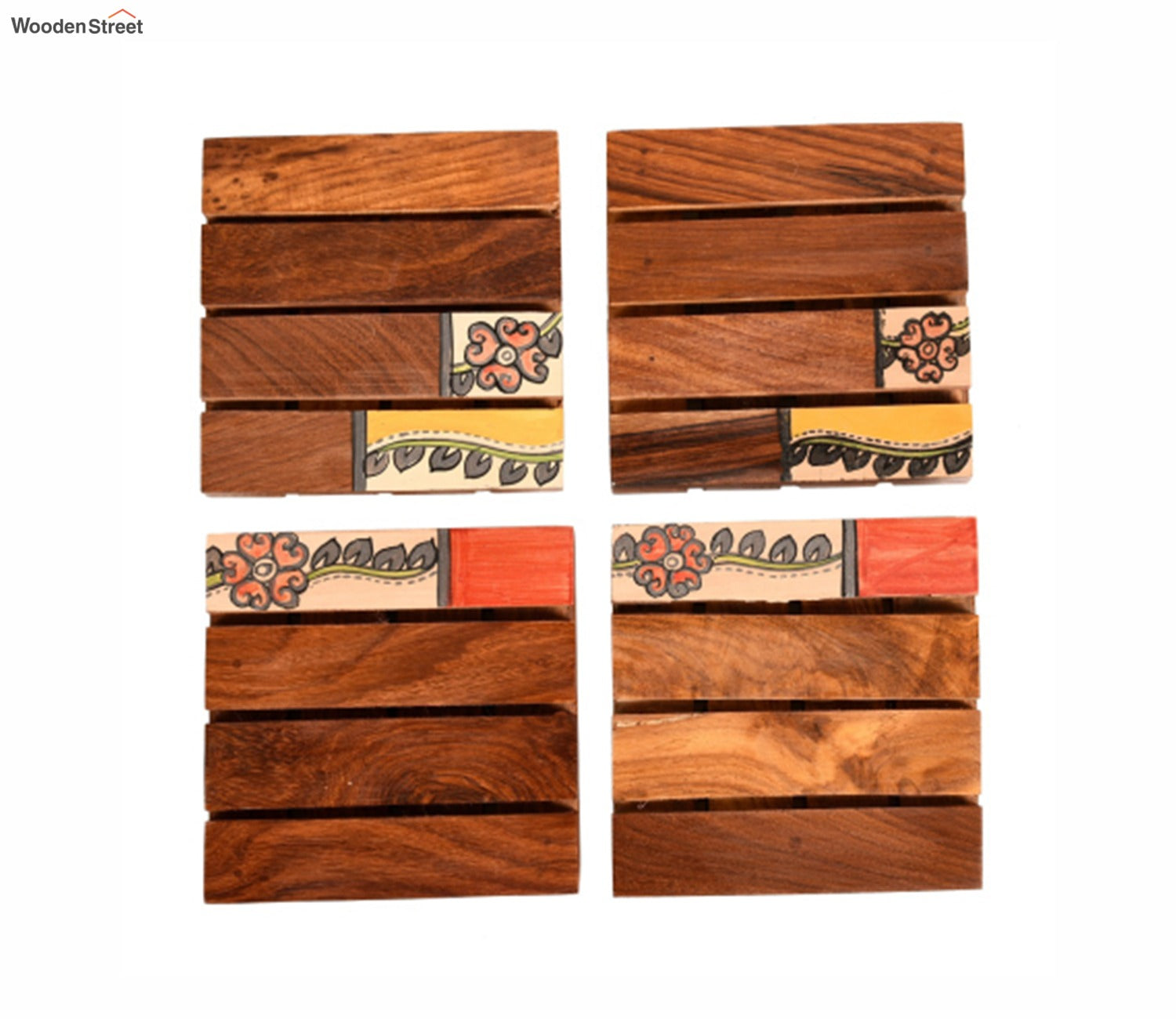 Tribal Art Wooden Handcrafted Coaster - Set of 4