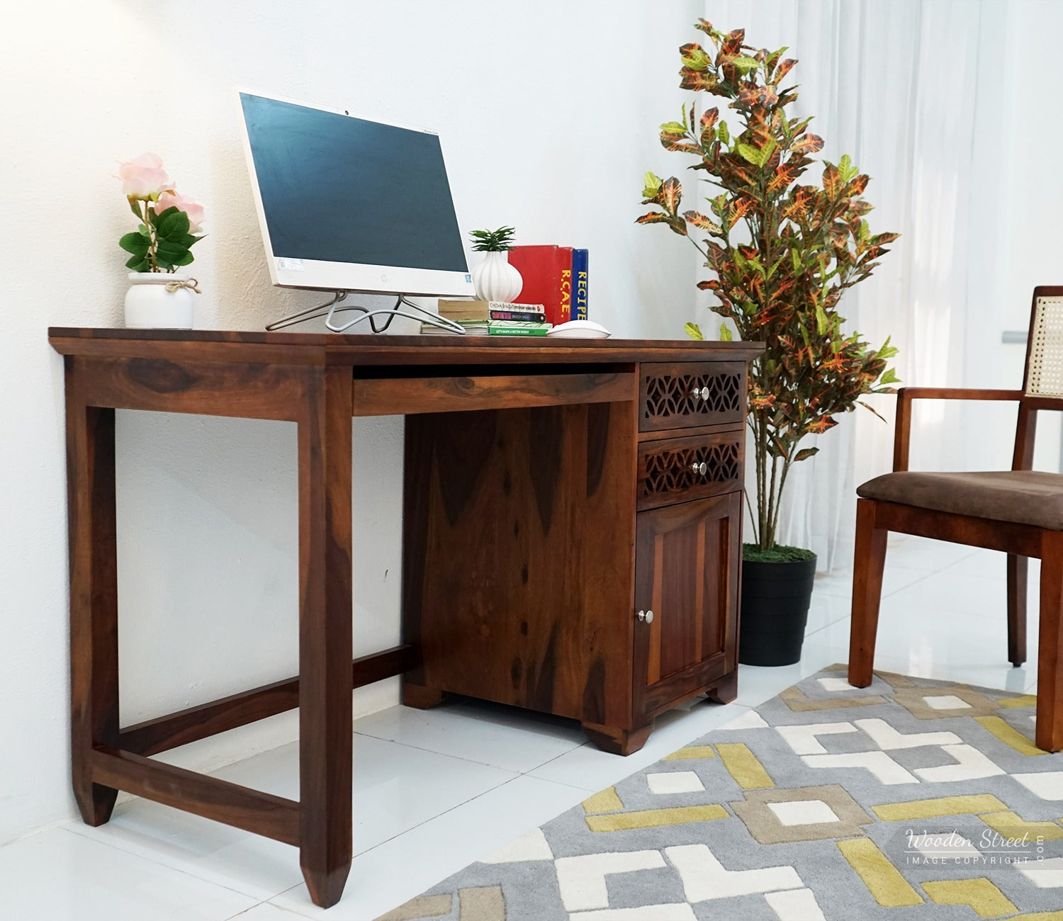Cambrey Office Table (Honey Finish)