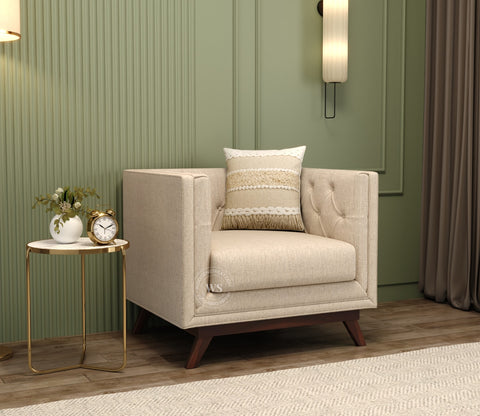Berlin 1 Seater Sofa (Cotton, Jade Ivory)
