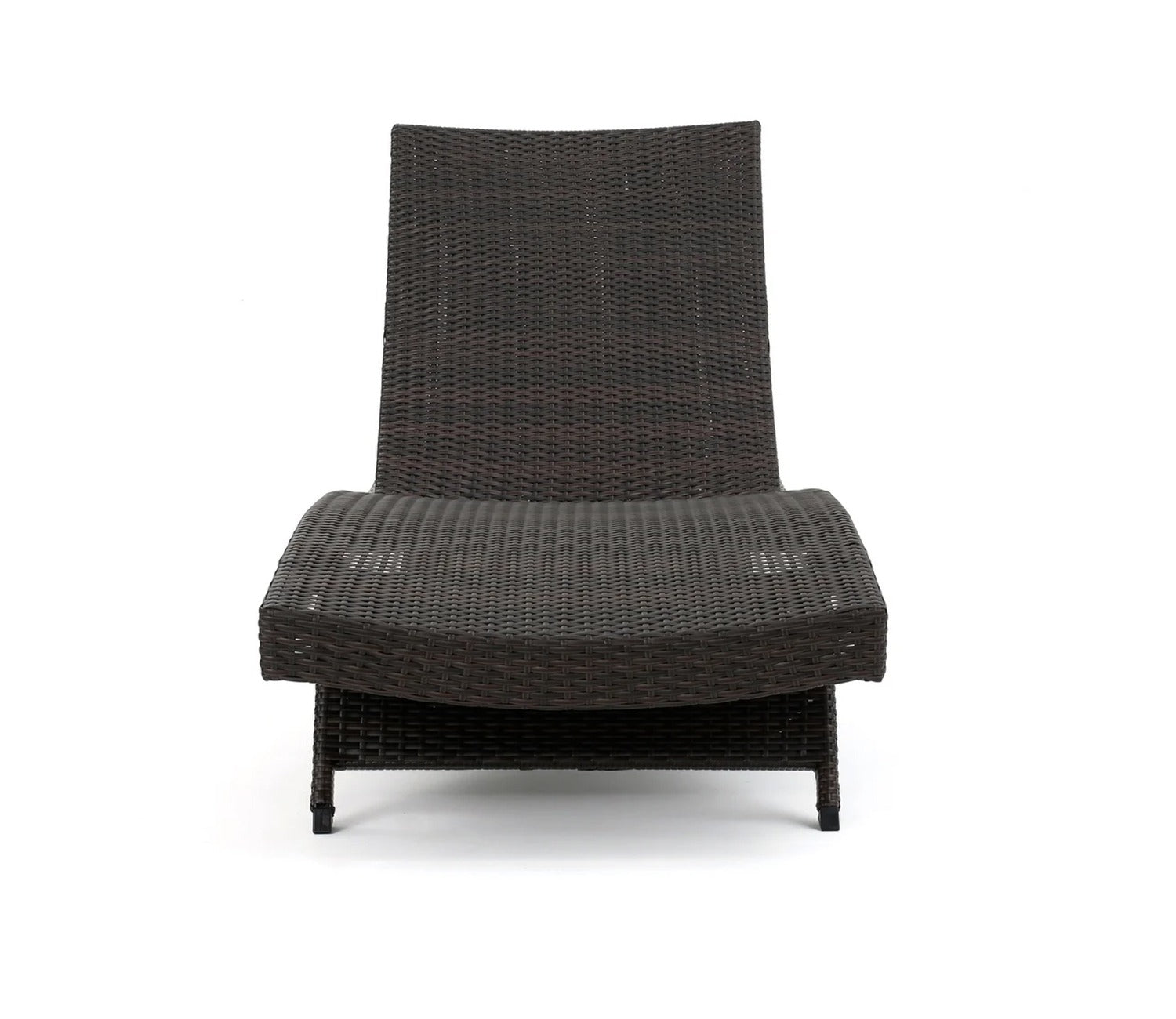 Dark Brown Outdoor Lounger With Cream Cushions (Set Of 2)
