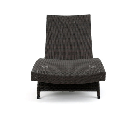 Dark Brown Outdoor Lounger With Cream Cushions (Set Of 2)
