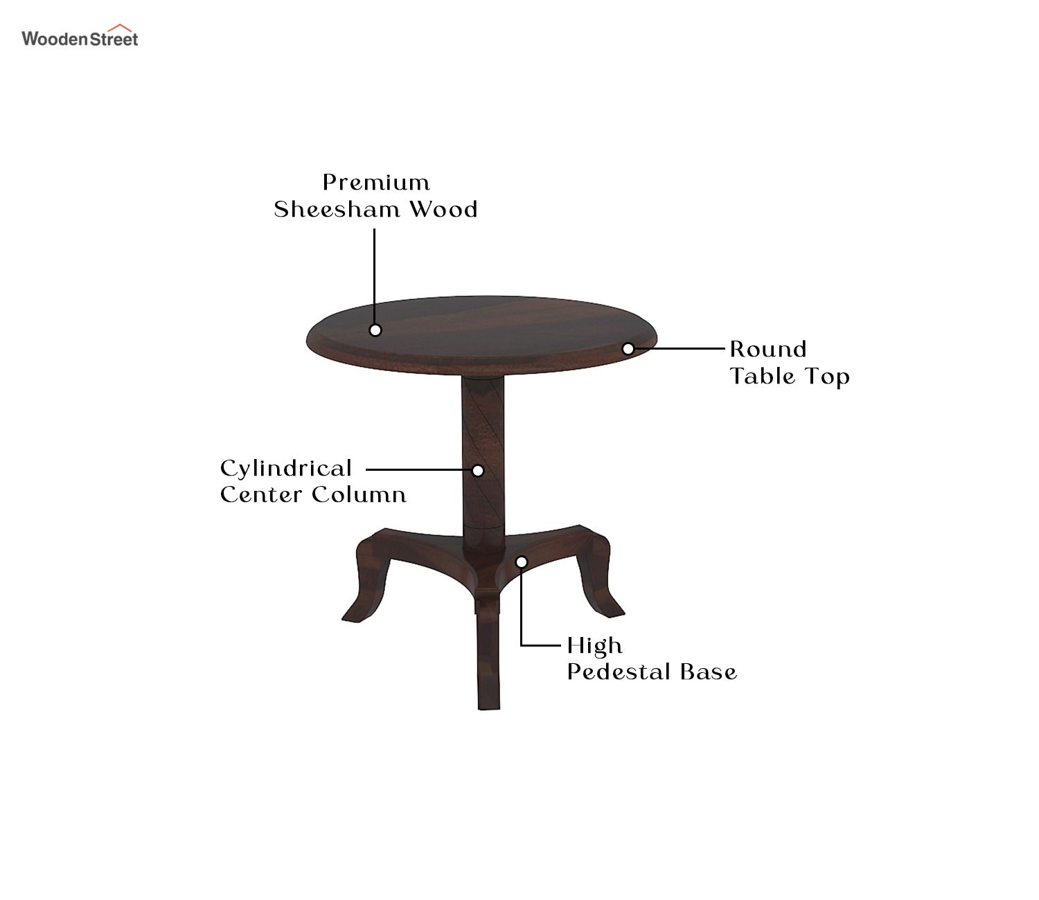Arctic Sheesham Wood Round Stool (Walnut Finish)