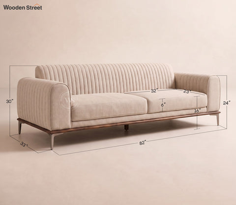 Lorenz 3 Seater Sofa (Cotton, Jade Ivory)