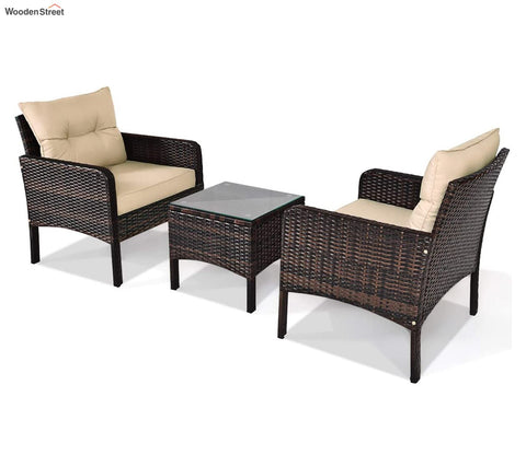 Dark Brown Rattan And Wicker 2 Seater Set With Table Set