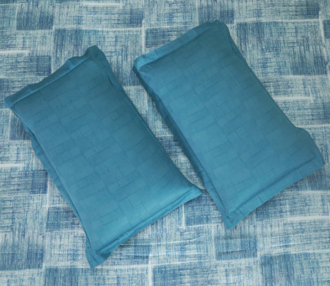 Brick 300 TC Flat Pure Cotton King Size Bedsheet With 2 Pillow Covers (Blue)