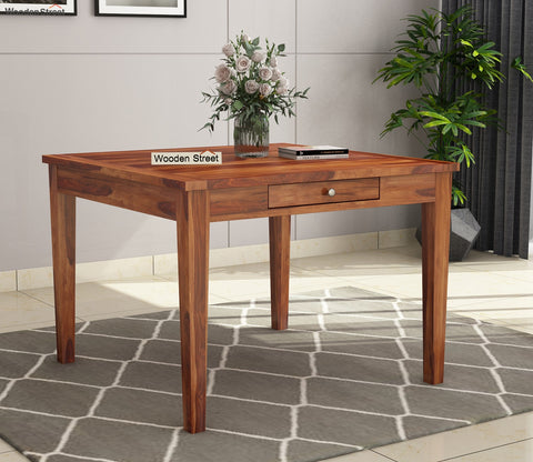Mcbeth 4 Seater Dining Table With Storage (Honey Finish)