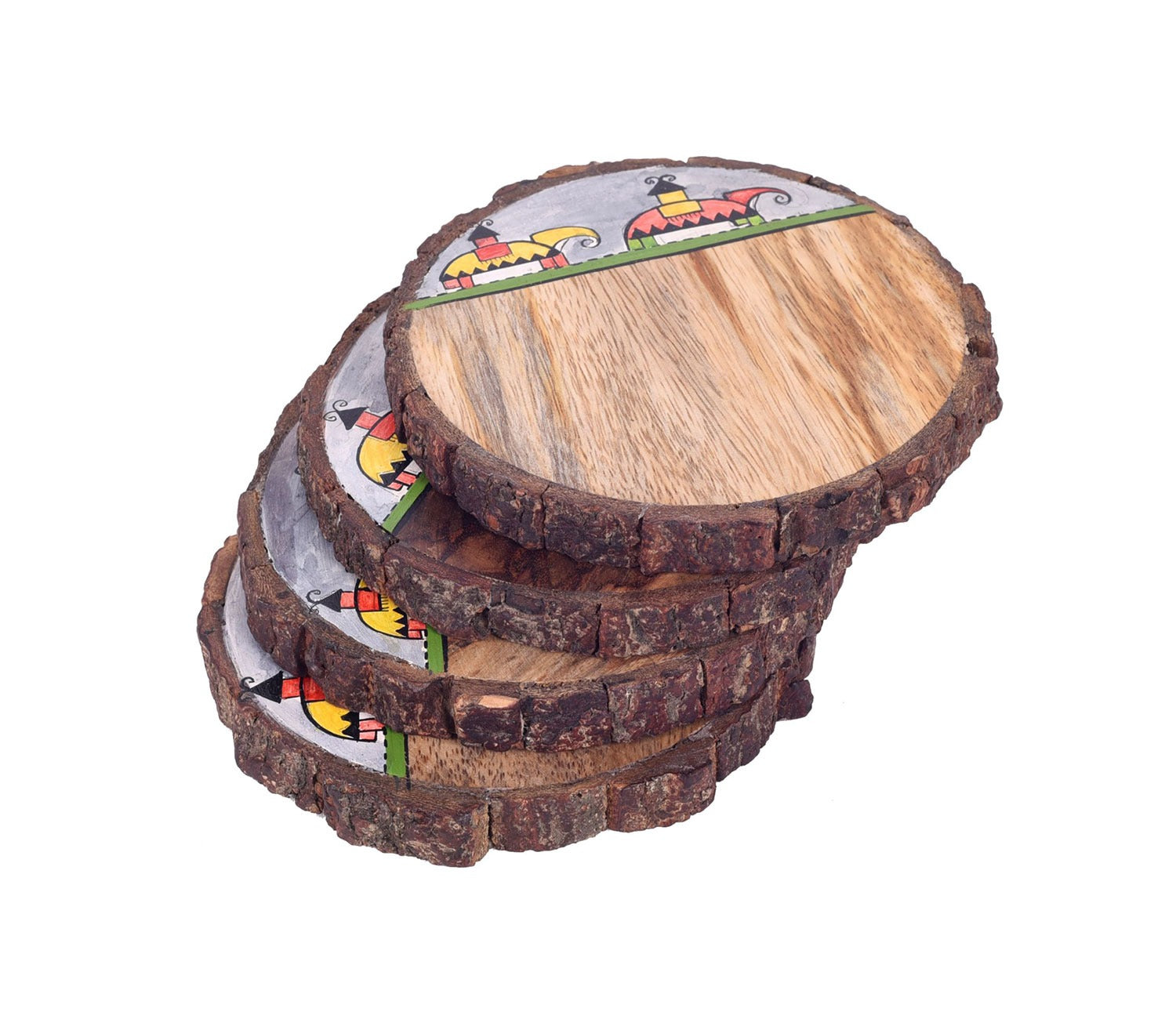 Elephant Parade Round Wooden Coaster Set Of 4
