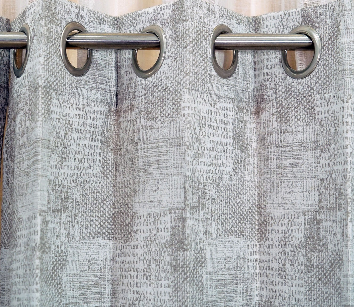 Dotted Textured Blackout 1 Piece Curtain (Grey, 7 Feet)