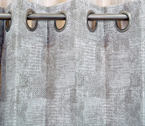 Dotted Textured Blackout 1 Piece Curtain (Grey, 7 Feet)