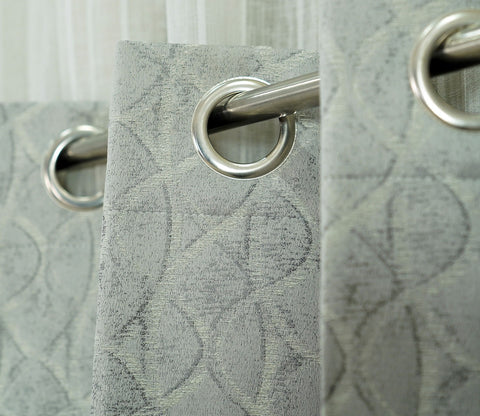 Spiral Patterned 1 Piece Blackout Curtain (Grey, 7 Feet)