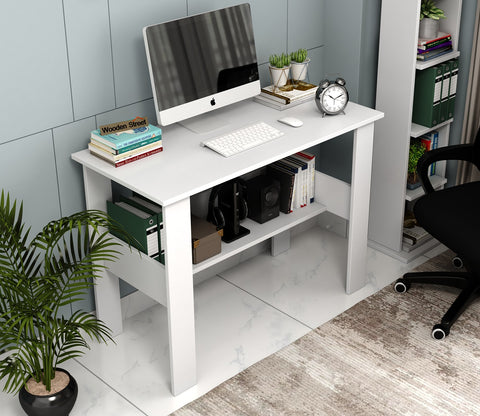 Brook Engineered Wood Study Table (Frosty White Finish)