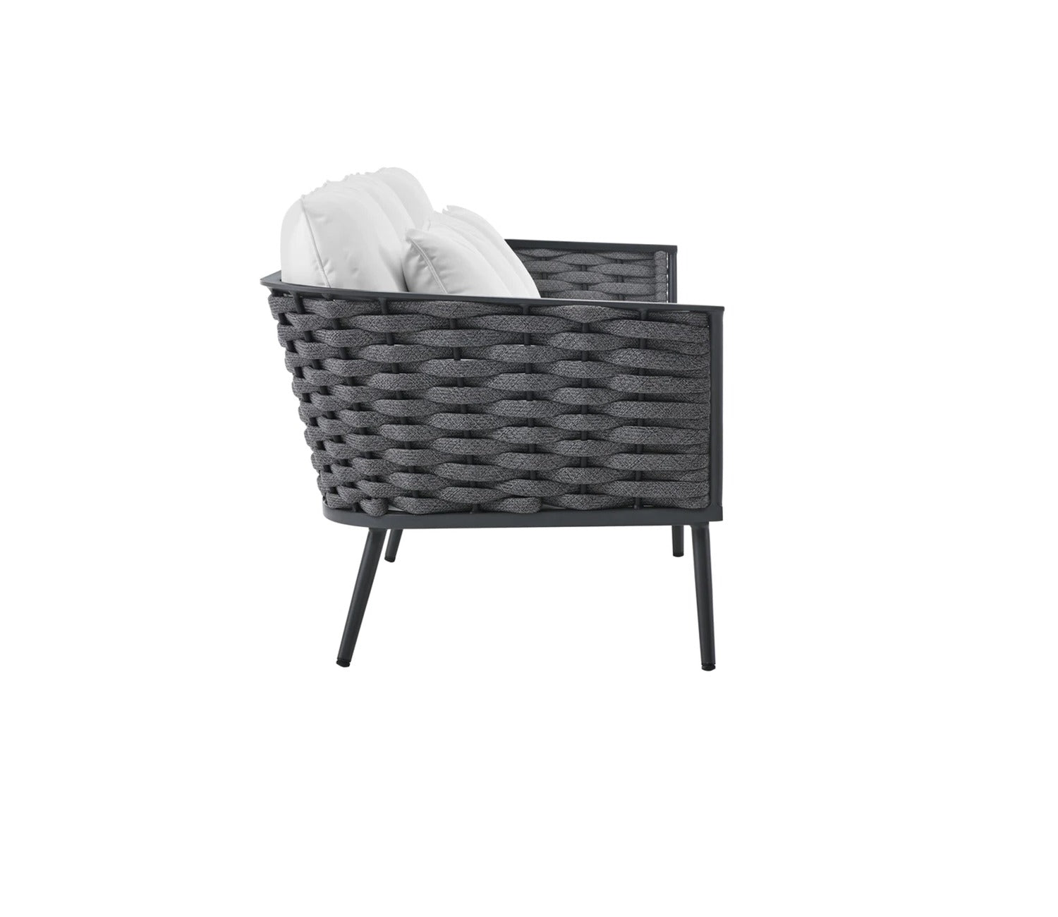 Grey Rope 6 Seater Sofa Set With Table And White Cushions