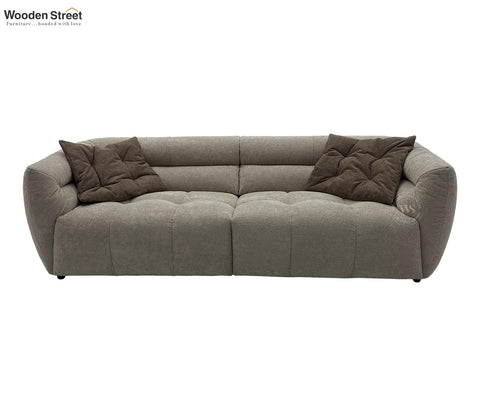 Skava Modern Bubble Tufted Fabric 3 Seater Sofa (Light Beige)