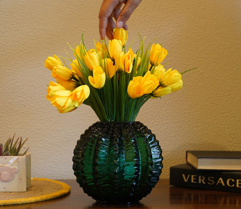 Blissful Bunch Of Roses Artificial Flower- Set Of 5 (Yellow)