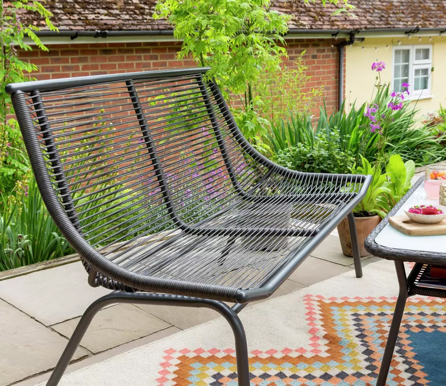 Grey Rope 4 Seater Sofa Set With Table