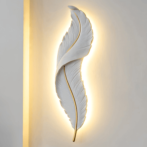 Trueliving 61 cm Height x 20 Length x 7 cm Width Wall Hanging Sconce for Home Decor, LED Wall Light Fixtures White Feather Wall Lamp for Bedroom Living Room Hallway, Royal White Color 24x8 Inch