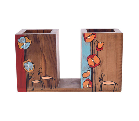 Floral Delights Wooden Cutlery Holder