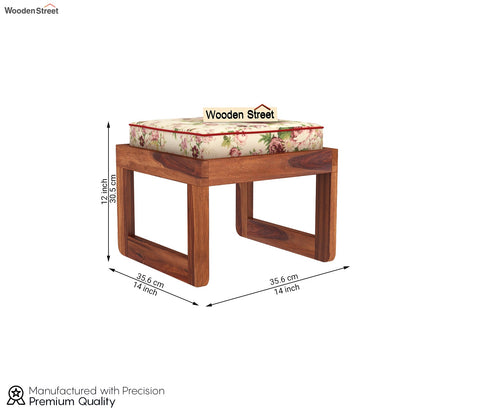 Vesta Sheesham Wood Coffee Table with Four Stools (Honey Finish, Cream Blossom)