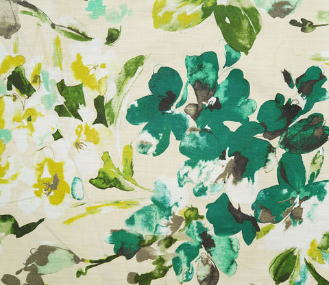 Aqua Flower Printed 100% Cotton Fabric