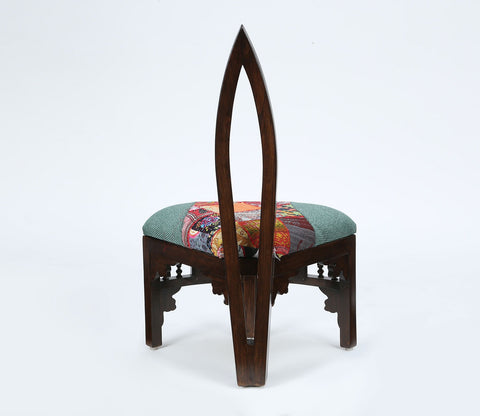 Helena-II Lobby Chair (Small) with Stylish Backrest created in Teak Wood with Walnut Finish