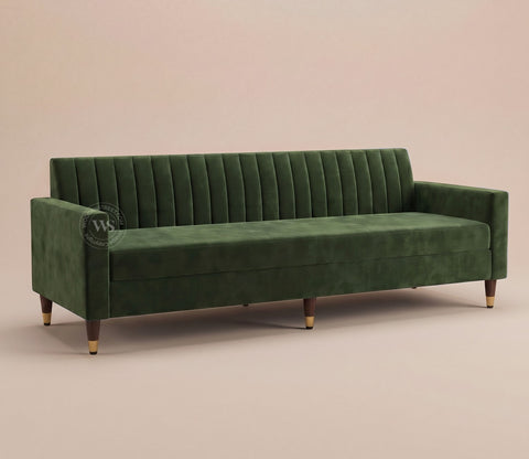 Everett L-Shape Corner Fabric Sofa (Velvet, Dark Olive Green)