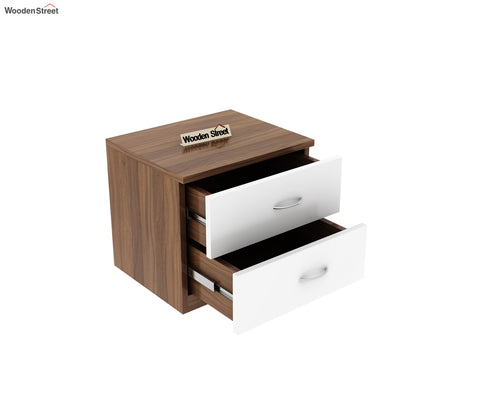 Carmen Bed Side Table (Exotic Teak-Frosty White Finish)