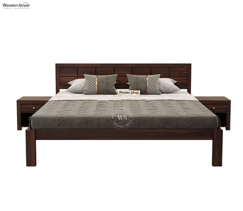 Brixton Sheesham Wood Bed Without Storage (Queen Size, Walnut Finish)