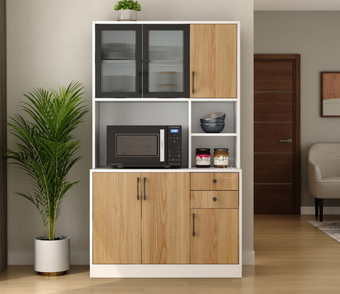 Basilic Engineered Wood Kitchen Cabinet with Textured Front & Ample Storage Space (Santana Teak)