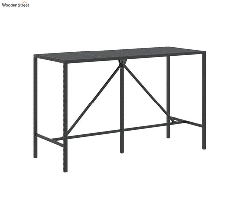 Black Rattan And Wicker 6 Seater Outdoor Bar Set With Off White Cushions