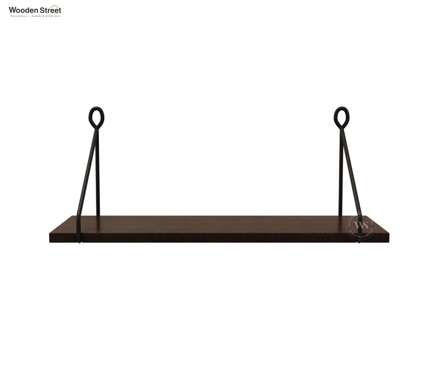 Luna Hanging Wall Shelf, Metallic Black & White Combination Wall Mounted Shelves for Living Room/Bedroom - Set of 2 (Flowery Wenge)