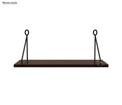 Luna Hanging Wall Shelf, Metallic Black & White Combination Wall Mounted Shelves for Living Room/Bedroom - Set of 2 (Flowery Wenge)