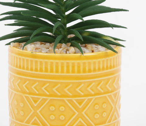 Beamify Ceramic Pot With Artificial Flowers (Yellow)