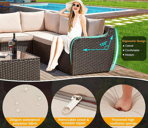 Dark Brown Rattan And Wicker Outdoor Furniture Set With Table