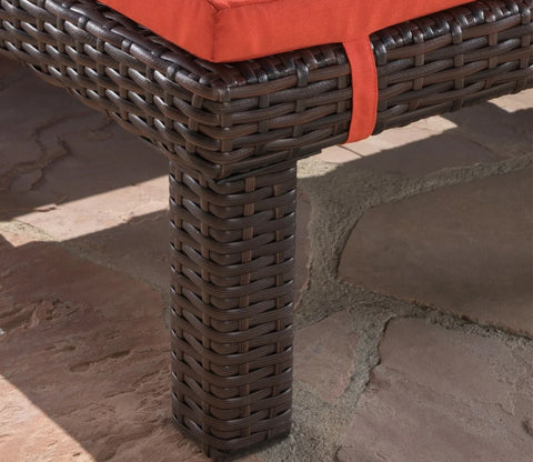 Dark Brown Adjustable Outdoor Patio Lounger With Orange Cushions