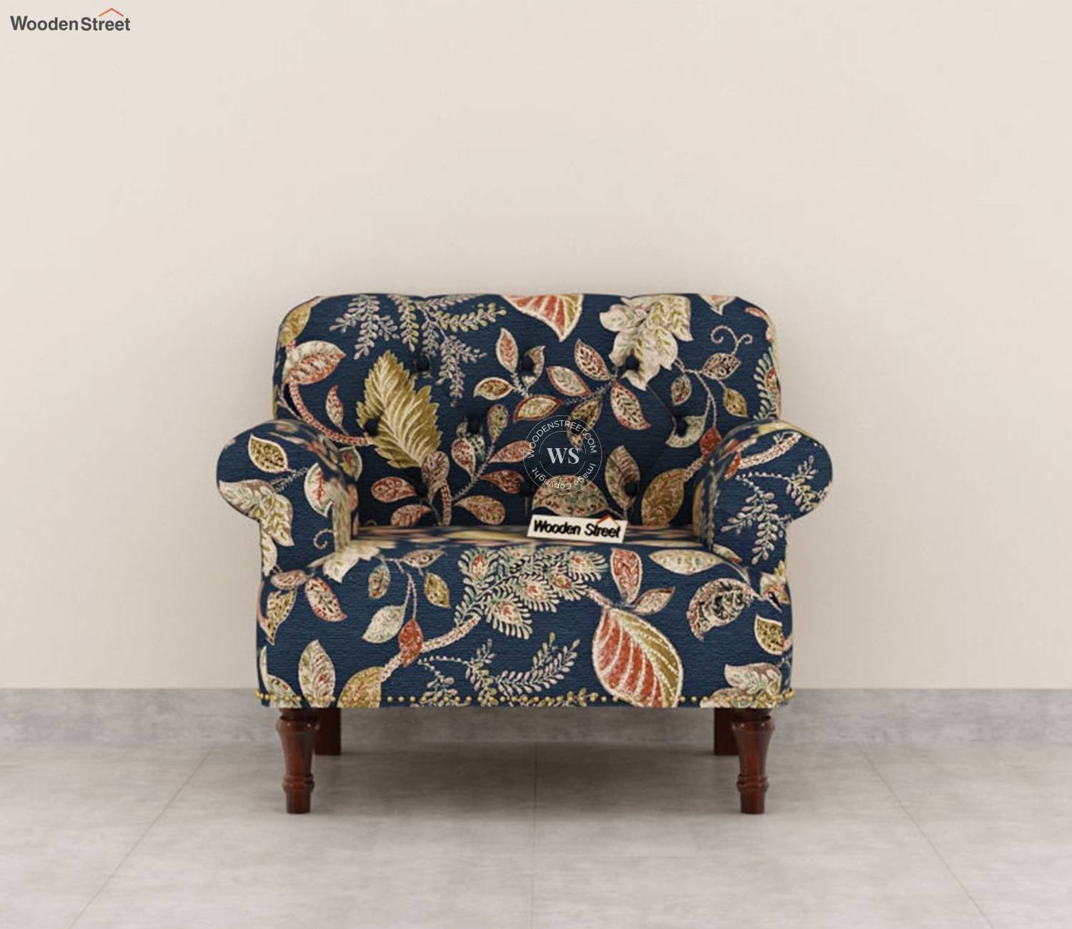 Parker 1 Seater Sofa (Fabric, Dusky Leaf)