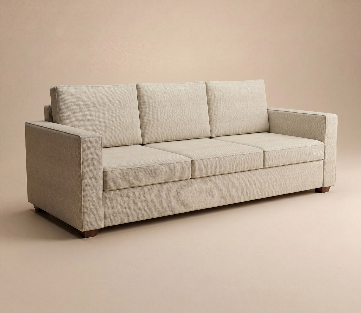 Albus 3 Seater Fabric Sofa (Cottage Ivory)