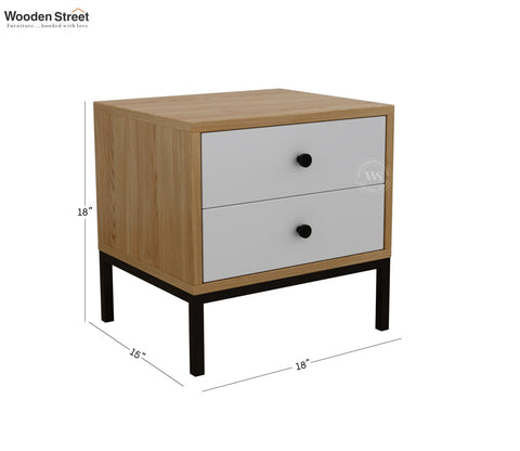 Suven Modern Engineered Wood Bedside Table with MDF Front & Metal Base (Santana Pattern)
