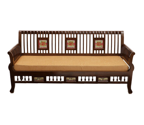 Nyle Three Seater Sofa in Teakwood with Walnut Finish