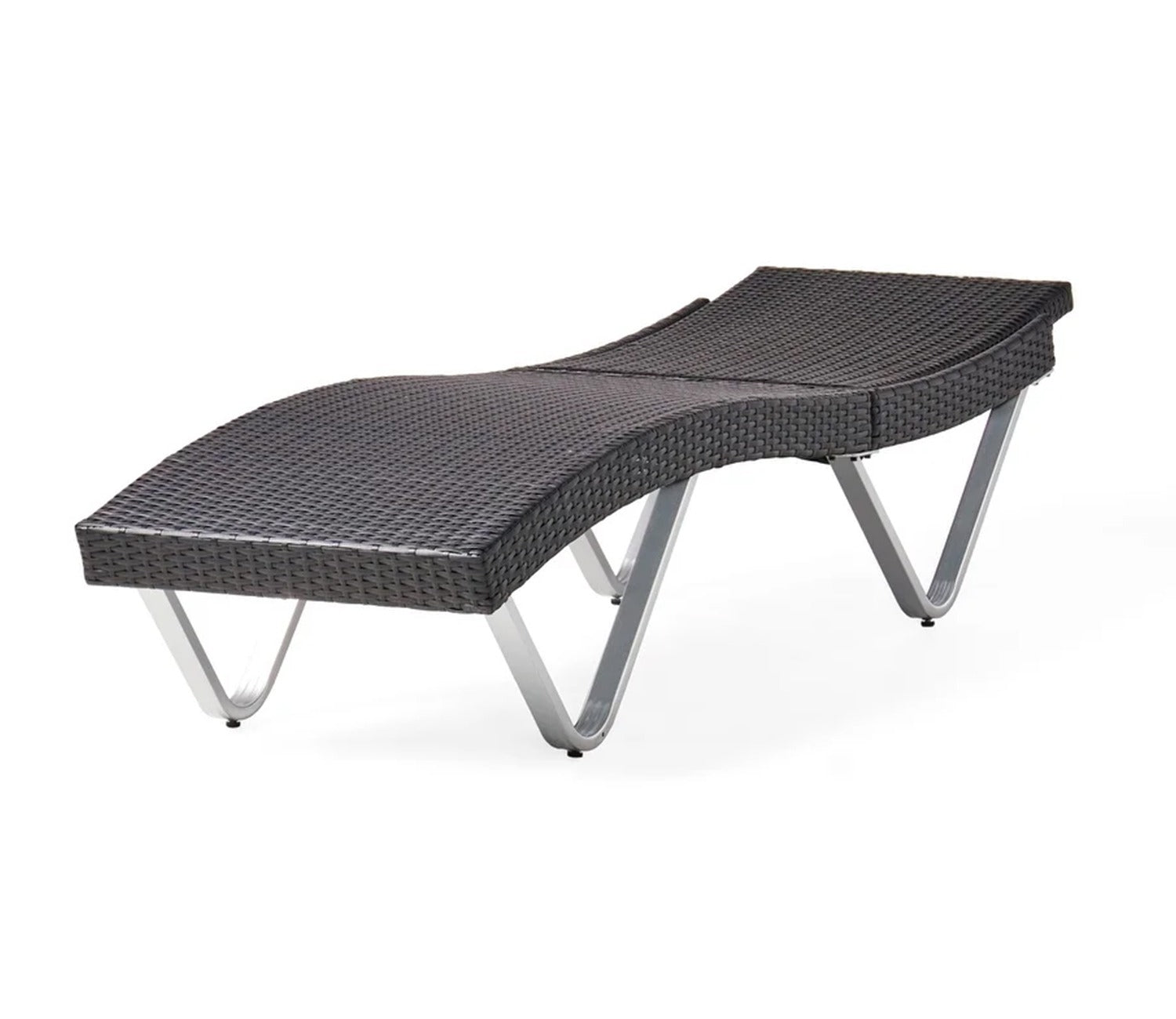Black Adjustable Outdoor Patio Lounger With Table